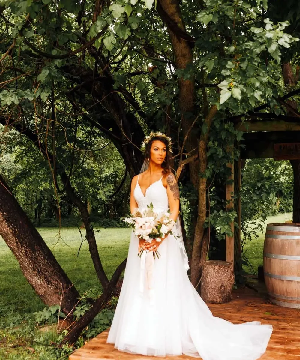 Bride Getting Married at Mallinson Vineyard and Hall in Independence Missouri